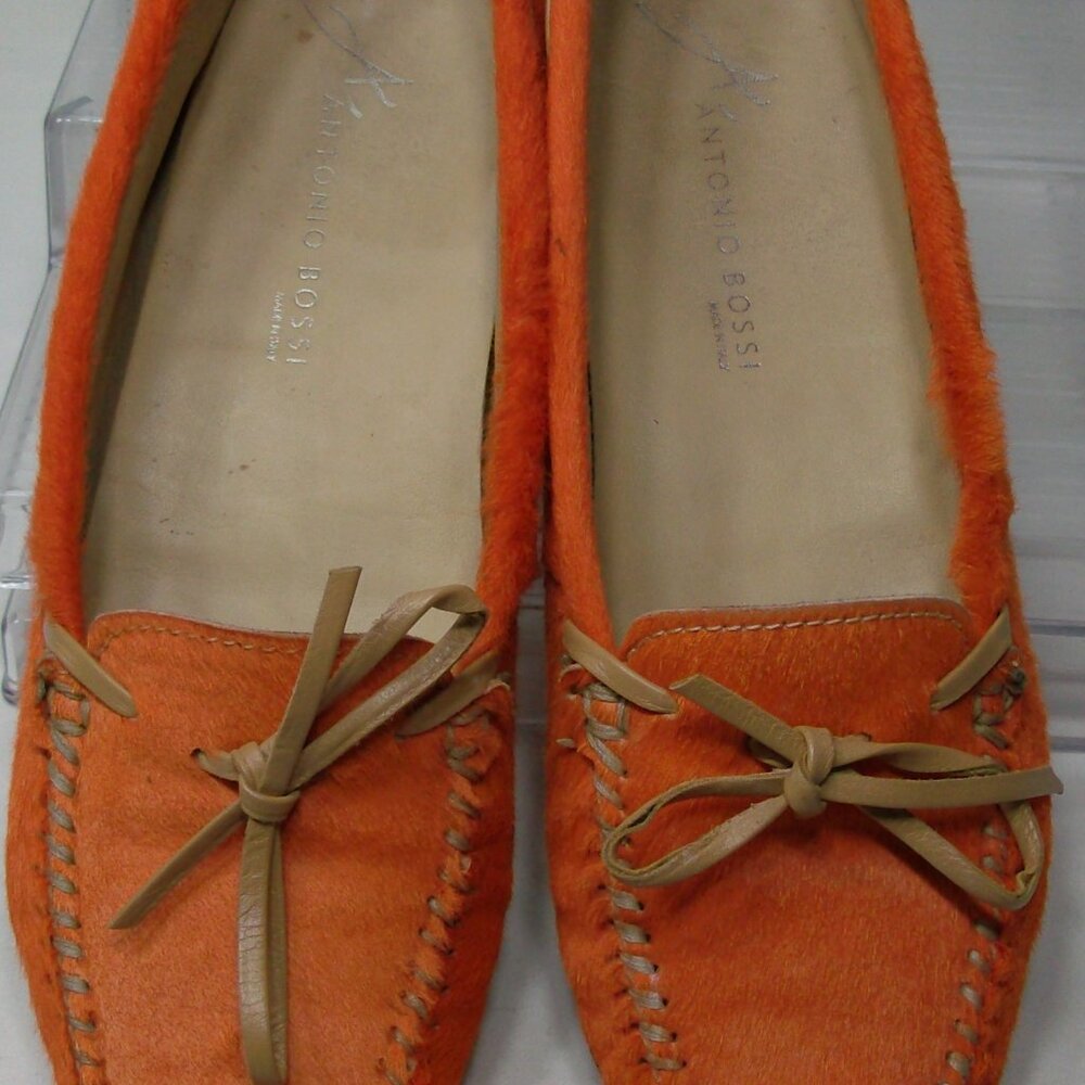 Antonio Bossi Orange Pony Hair Driving Moccasins 6.5